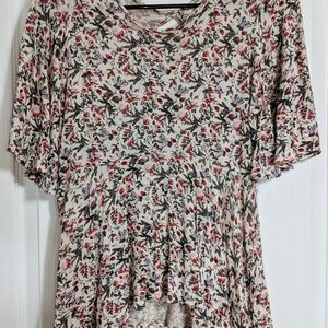 Lucky Brand Floral Printed Flutter Sleeve Top